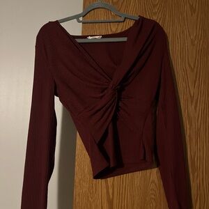 Altar'd State Red Ruched Crop Blouse